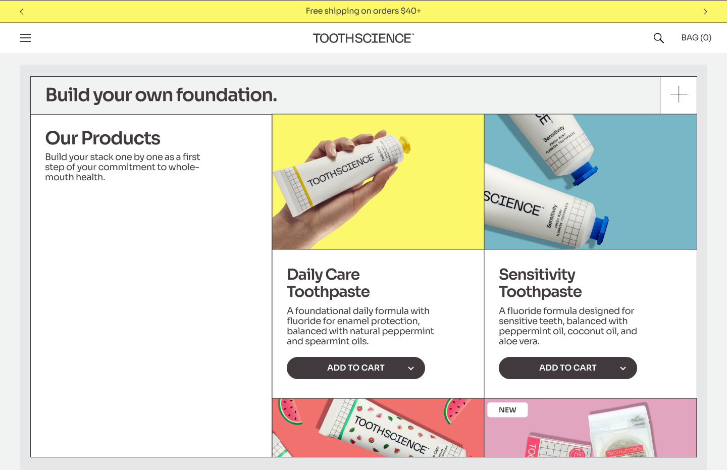ToothScience homepage redesign concept